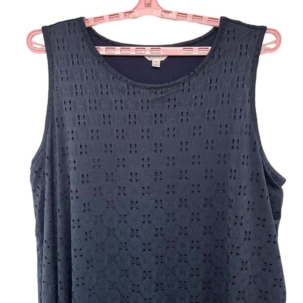 Market & Spruce Stitch Fix Navy Blue Eyelet Trapeze Swing Dress Women’s 3X - Picture 2 of 6